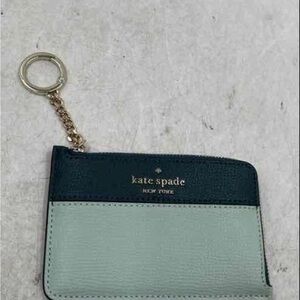 kate spade Two-Tone Dark Green and Mint Zip Card Case Keyring